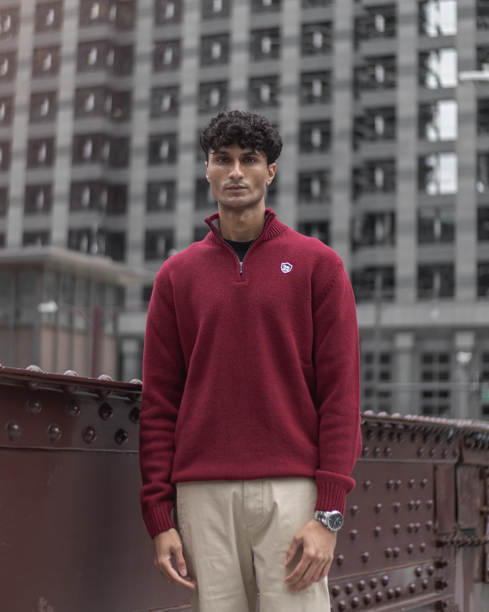 Wine Extra Fine Merino Wool Quarterzip – Eminent